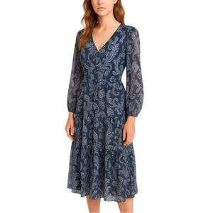 unsubscribed 100% Silk Classic Navy Romantic Floral Dress - Size 4 - Retail $458